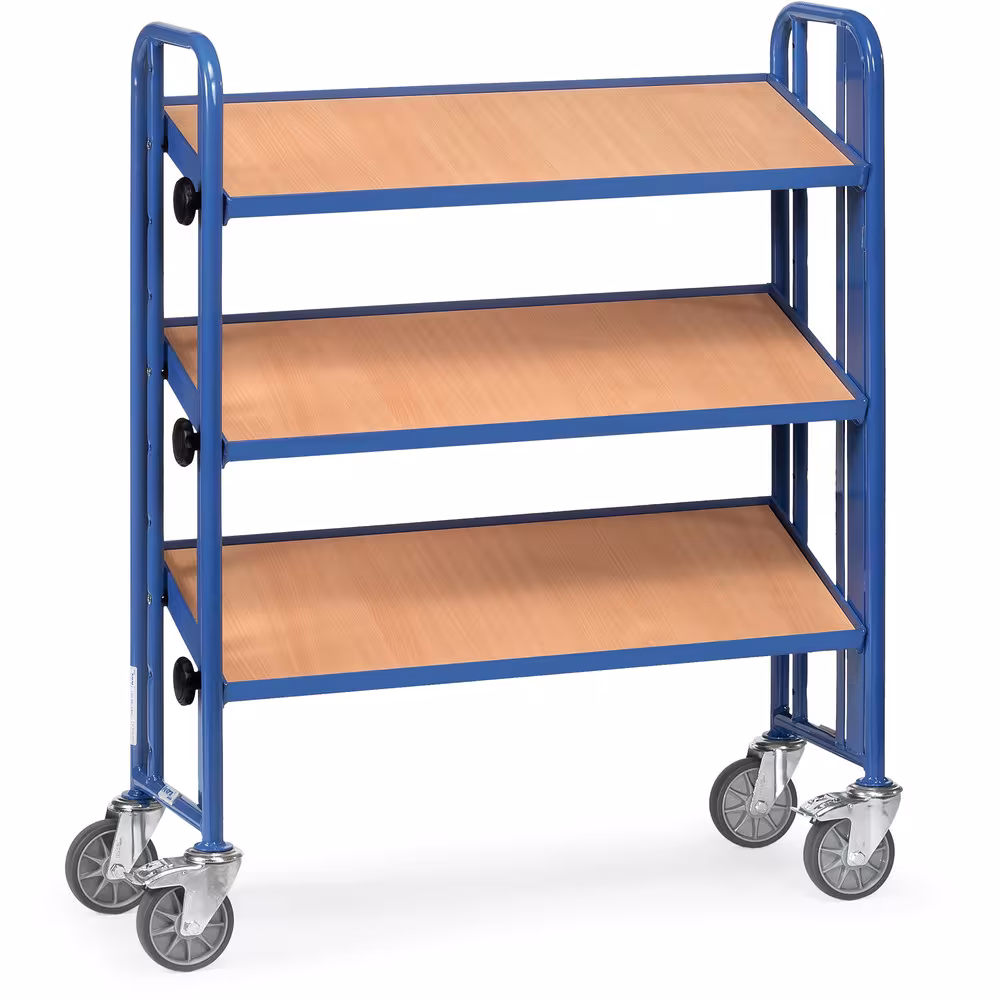 Montagewagen 2881 ulverbeschichtet blau RAL 5007, Schraubkonstruktion, 3 variabel einschraubbare Etagen aus der Kategorie Etagenwagen mit der Artikelnummer 2881