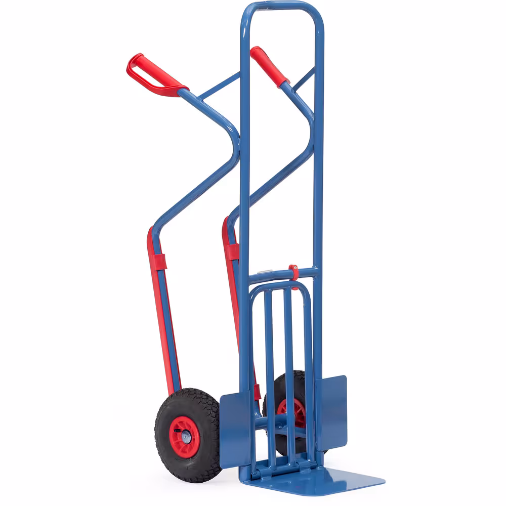 Produktgruppe Paketstapelkarre Gleitkufen Handlich, mit großer Stahlrohr-Klappschaufel, Stabile Schweißkonstruktion, pulverbeschichtet, blau RAL 5007 Paketkarre K1331L Bereifung Luft von der Marke Fetra aus der Kategorie Transportsysteme