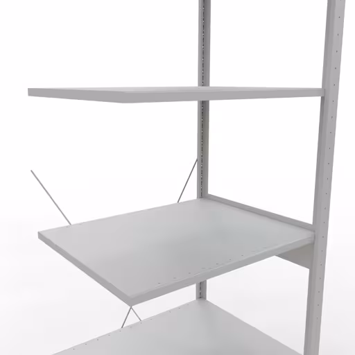 Produktbild Nr.7 des Artikels Anbauregal, Fachbodenregal Stecksystem MULTIplus150, 2500 x 750 x 600 mm (HxBxT), 6 Fachböden, Kreuzstrebe, RAL 7035 lichtgrau aus der Produktreihe Stecksystem von der Marke Schulte Lagertechnik