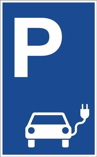 Parkplatzbeschilderung Parkplatz für Elektrofahrzeuge L400xB250mm Alu blau/weiß aus der Kategorie Beschilderung, Schilder und Hinweiszeichen mit der Teilenummer 9000477166