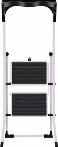 Klapptritt K75 Stufen einschl. Plattform 2 Plattformhöhe 470 mm Stahl mit Anti-Rutsch-Matten weiß HAILO