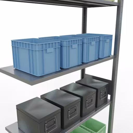 Anbauregal, Fachbodenregal Stecksystem MULTIplus85, 3000 x 1000 x 400 mm (HxBxT), 7 Fachböden, Längenriegel, verzinkt von der Marke Schulte Lagertechnik aus der Produktreihe Stecksystem