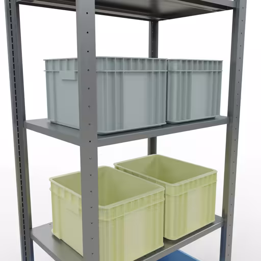 Produktbild Nr.13 des Artikels Grundregal, Fachbodenregal Stecksystem MULTIplus150, 2000 x 750 x 500 mm (HxBxT), 5 Fachböden, Längenriegel, verzinkt aus der Produktreihe Stecksystem von der Marke Schulte Lagertechnik