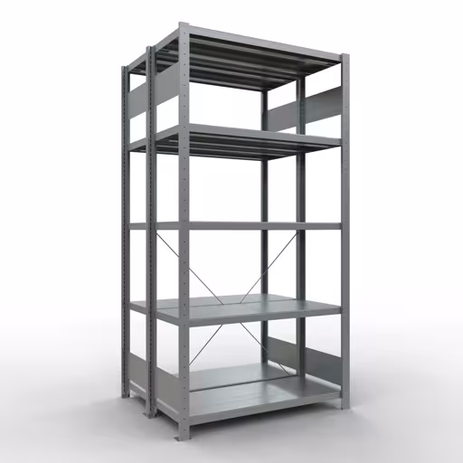 Produktbild Nr.14 des Artikels Grundregal, Doppelregal, Fachbodenregal Stecksystem MULTIplus250, 2000 x 1000 x (2x400) mm (HxBxT), 2x5 Fachböden, Kreuzstrebe, verzinkt aus der Produktreihe Fachbodenregale von der Marke Schulte Lagertechnik