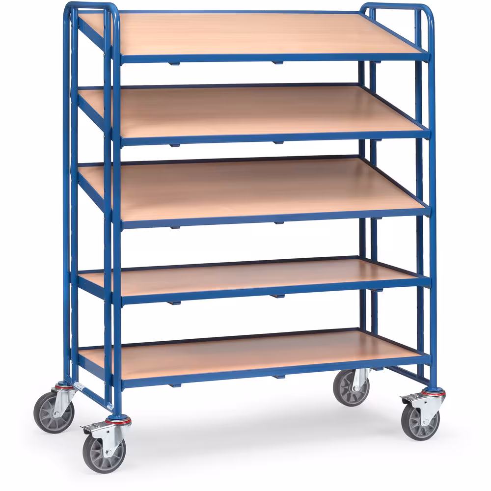 Eurokastenwagen 1384 - mit Böden Stahlrohr und Profilstahl geschweißt, pulverbeschichtet blau RAL 5007, Schraubkonstruktion aus der Kategorie Etagenwagen mit der Artikelnummer 1384