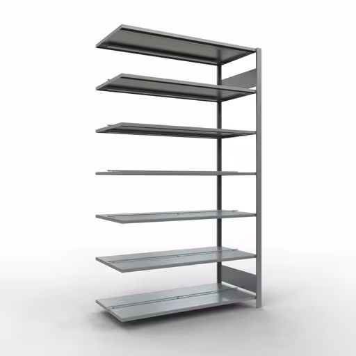 Abbildung Nr 11 des Artikels Anbauregal, Büro-Fachbodenregal Stecksystem MULTIplus150, 2300 x 1300 x 600 mm (HxBxT), 7 Fachböden, Längenriegel, verzinkt, mit Mittelanschlag aus der Produktgruppe Büroregale von der Marke Schulte Lagertechnik