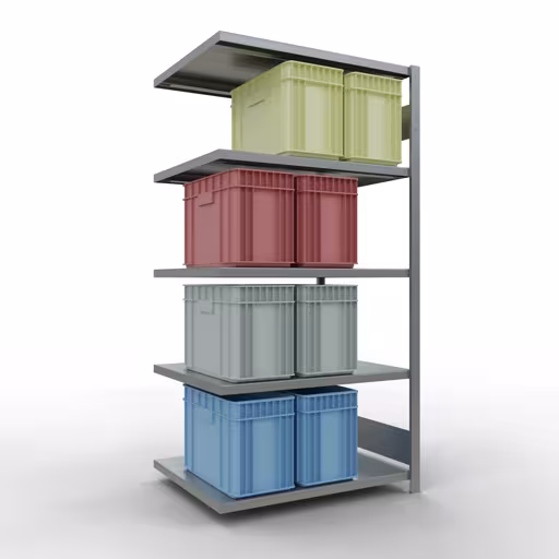 Abbildung Nr 14 des Artikels Anbauregal, Fachbodenregal Stecksystem MULTIplus250, 2000 x 1000 x 800 mm (HxBxT), 5 Fachböden, Längenriegel, verzinkt aus der Produktgruppe Stecksystem von der Marke Schulte Lagertechnik