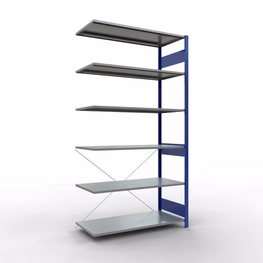 Anbauregal, Fachbodenregal Stecksystem MULTIplus150, 2500 x 1300 x 600 mm (HxBxT), 6 Fachböden, Kreuzstrebe, RAL 5010 enzianblau/verzinkt von der Marke Schulte Lagertechnik Anbauregal, Fachbodenregal Stecksystem MULTIplus150, 2500 x 1300 x 600 mm (HxBxT), 6 Fachböden, Kreuzstrebe, RAL 5010 enzianblau/verzinkt aus der Kategorie Anbauregal mit der Artikelnummer 12766-130-B