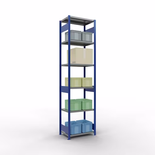 Produktbild Nr 14 des Artikels Grundregal, Fachbodenregal Stecksystem MULTIplus250, 3000 x 750 x 500 mm (HxBxT), 7 Fachböden, Längenriegel, RAL 5010 enzianblau/verzinkt/verzinkt Abbildung Nr 14 des Artikels Grundregal, Fachbodenregal Stecksystem MULTIplus250, 3000 x 750 x 500 mm (HxBxT), 7 Fachböden, Längenriegel, RAL 5010 enzianblau/verzinkt/verzinkt aus der Produktgruppe Stecksystem von der Marke Schulte Lagertechnik