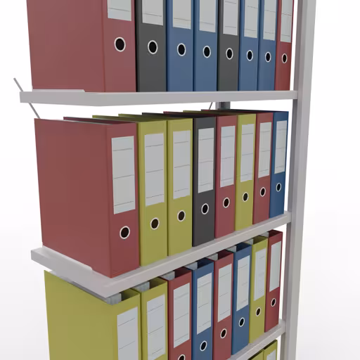 Abbildung Nr 11 des Artikels Anbauregal, Büro-Fachbodenregal Stecksystem MULTIplus85, 2000 x 750 x 300 mm (HxBxT), 6 Fachböden, Kreuzstrebe, ohne Anschlagleiste, lichtgrau aus der Produktgruppe Büroregale von der Marke Schulte Lagertechnik