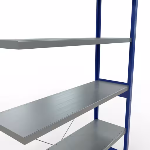 Abbildung Nr 8 des Artikels Anbauregal, Fachbodenregal Stecksystem MULTIplus250, 2500 x 1300 x 400 mm (HxBxT), 6 Fachböden, Kreuzstrebe, RAL 5010 enzianblau/verzinkt aus der Produktgruppe Stecksystem von der Marke Schulte Lagertechnik