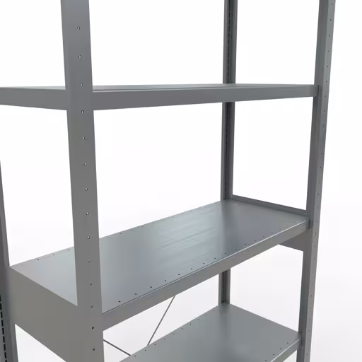 Andere Ansicht des Artikels Grundregal, Fachbodenregal Stecksystem MULTIplus250, 2500 x 1000 x 400 mm (HxBxT), 6 Fachböden, Kreuzstrebe, verzinkt aus der Kategorie Stecksystem