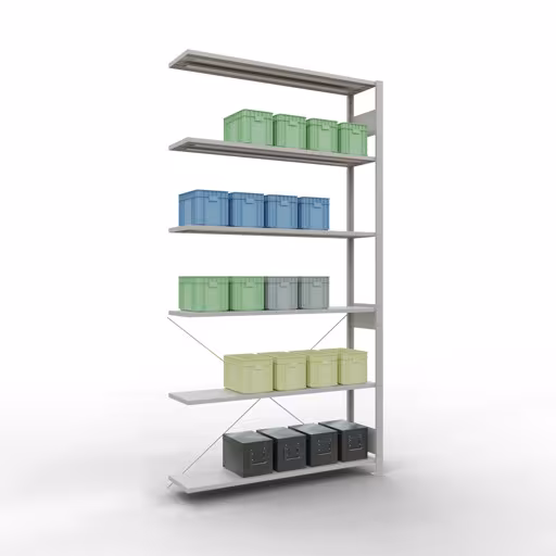 Produktbild Nr.6 des Artikels Stecksystem Anbauregal 2500x1300x300 mm, Typ 150 kg, lichtgrau aus der Produktreihe Stecksystem von der Marke Schulte Lagertechnik