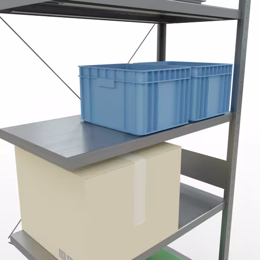 Zusatzbild des Artikels Anbauregal, Fachbodenregal Stecksystem MULTIplus250, 3000 x 1000 x 500 mm (HxBxT), 7 Fachböden, Kreuzstrebe, verzinkt Zusatzbild des Artikels Anbauregal, Fachbodenregal Stecksystem MULTIplus250, 3000 x 1000 x 500 mm (HxBxT), 7 Fachböden, Kreuzstrebe, verzinkt aus Anbauregal