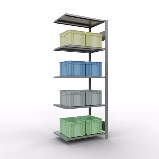 Zusatzbild des Artikels Anbauregal, Fachbodenregal Stecksystem MULTIplus150, 2000 x 750 x 500 mm (HxBxT), 5 Fachböden, Längenriegel, verzinkt Zusatzbild des Artikels Anbauregal, Fachbodenregal Stecksystem MULTIplus150, 2000 x 750 x 500 mm (HxBxT), 5 Fachböden, Längenriegel, verzinkt aus Anbauregal