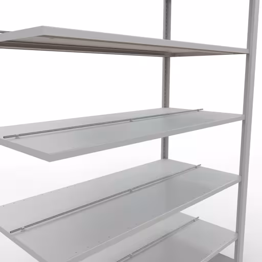 Anbauregal, Büro-Fachbodenregal Stecksystem MULTIplus150, 2300 x 1300 x 600 mm (HxBxT), 7 Fachböden, Längenriegel, mit Mittelanschlag, lichtgrau von Schulte Lagertechnik aus der Kategorie Büroregale