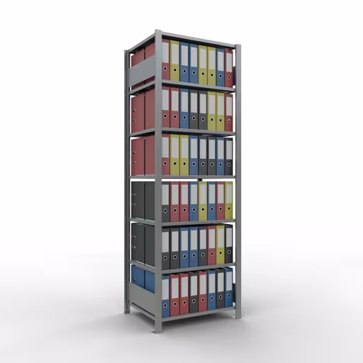 Abbildung Nr 11 des Artikels Grundregal, Büro-Fachbodenregal Stecksystem MULTIplus150, 2300 x 750 x 600 mm (HxBxT), 7 Fachböden, Längenriegel, verzinkt, ohne Mittelanschlag aus der Produktgruppe Büroregale von der Marke Schulte Lagertechnik