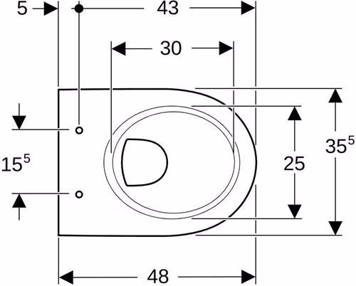 Technische Zeichnung 3968857 Geberit Renova Compact Wand-WC Tiefspüler verkürzte Ausladung 48cm, weiß