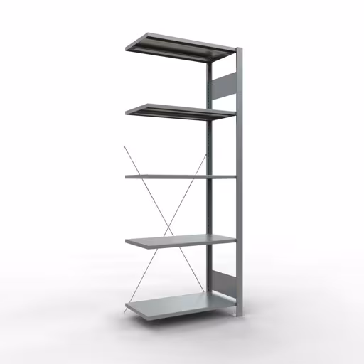 Anbauregal, Fachbodenregal Stecksystem MULTIplus150, 2000 x 750 x 400 mm (HxBxT), 5 Fachböden, Kreuzstrebe, verzinkt von der Marke Schulte Lagertechnik Anbauregal, Fachbodenregal Stecksystem MULTIplus150, 2000 x 750 x 400 mm (HxBxT), 5 Fachböden, Kreuzstrebe, verzinkt aus der Kategorie Anbauregal mit der Artikelnummer 12745-75