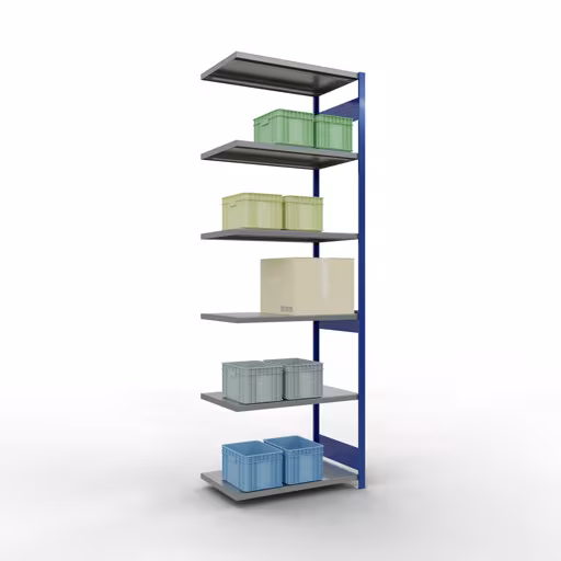 Produktbild Nr 14 des Artikels Anbauregal, Fachbodenregal Stecksystem MULTIplus250, 3000 x 1000 x 600 mm (HxBxT), 7 Fachböden, Längenriegel, RAL 5010 enzianblau/verzinkt Abbildung Nr 14 des Artikels Anbauregal, Fachbodenregal Stecksystem MULTIplus250, 3000 x 1000 x 600 mm (HxBxT), 7 Fachböden, Längenriegel, RAL 5010 enzianblau/verzinkt aus der Produktgruppe Stecksystem von der Marke Schulte Lagertechnik