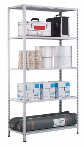 Grundregal, Fachbodenregal Schraubsystem MULTIplus85, 2000 x 1000 x 600 mm (HxBxT), RAL 7035 lichtgrau, 5 Fachböden von der Marke Schulte Lagertechnik Grundregal, Fachbodenregal Schraubsystem MULTIplus85, 2000 x 1000 x 600 mm (HxBxT), RAL 7035 lichtgrau, 5 Fachböden aus der Kategorie Grundregal mit der Artikelnummer 31760