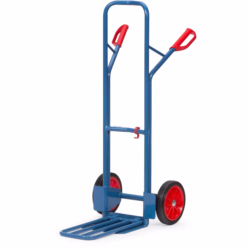 Paketstapelkarre handlich, mit großer Stahlrohr-Klappschaufel, stabile Schweißkonstruktion, pulverbeschichtet, blau RAL 5007 Typ Bereifung: Vollgummi aus der Kategorie Karren mit der Artikelnr. K1326V