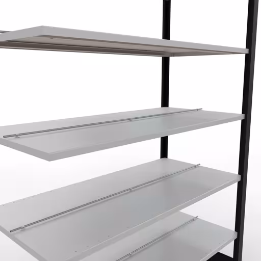 Anbauregal, Büro-Fachbodenregal Stecksystem MULTIplus150, 2300 x 1300 x 600 mm (HxBxT), 7 Fachböden, Längenriegel, mit Mittelanschlag, schwarz/lichtgrau von Schulte Lagertechnik mit der Artikelnr. 36053-S