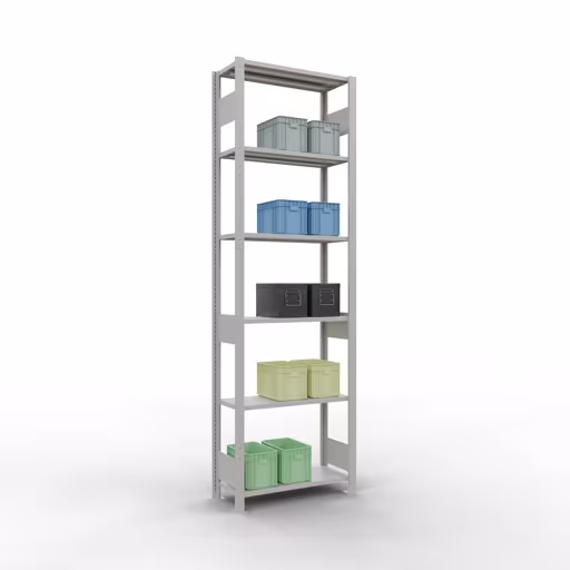 Grundregal, Fachbodenregal Stecksystem MULTIplus150, 2500 x 750 x 300 mm (HxBxT), 6 Fachböden, Längenriegel, RAL 7035 lichtgrau aus der Kategorie Grundregal mit der GTIN 4004514292568 Grundregal, Fachbodenregal Stecksystem MULTIplus150, 2500 x 750 x 300 mm (HxBxT), 6 Fachböden, Längenriegel, RAL 7035 lichtgrau von der Marke Schulte Lagertechnik aus der Produktreihe Stecksystem