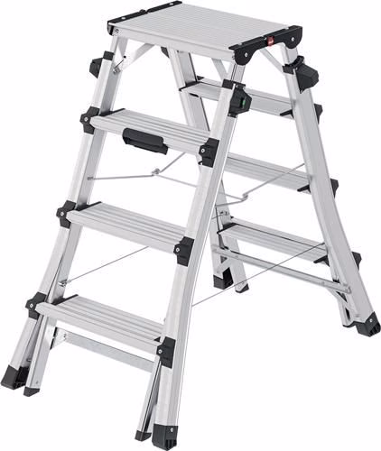 Stufenstehleiter DTL100 2 x 4 - 2 x 6 Stufen Aluminium eloxiert Gesamthöhe 981-1430 mm teleskopierbar HAILO von der Marke Hailo Stufenstehleiter DTL100 2 x 4 - 2 x 6 Stufen Aluminium eloxiert Gesamthöhe 981-1430 mm teleskopierbar HAILO aus der Kategorie Stehleitern mit der Teilenummer 9000463145