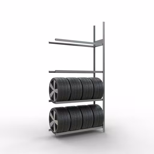 Produktbild Nr 10 des Artikels Anbauregal, Räder-/Reifenregal, 2750 x 1300 x 400 mm (HxBxT), verzinkt, 4 Lagerebenen á 150 kg Fachlast pro Ebene Abbildung Nr 10 des Artikels Anbauregal, Räder-/Reifenregal, 2750 x 1300 x 400 mm (HxBxT), verzinkt, 4 Lagerebenen á 150 kg Fachlast pro Ebene aus der Produktgruppe Fachbodenregale von der Marke Schulte Lagertechnik