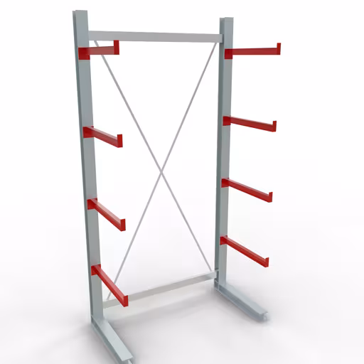 Abbildung Nr 11 des Artikels K 6000 Komplettregal, einseitig, 3000 x 1500 x 750 mm, RAL 7001 / RAL 3000, 5 Lagerebenen aus der Produktgruppe Kragarmregale von der Marke Schulte Lagertechnik