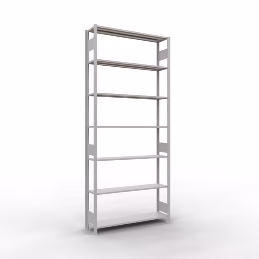Produktbild Nr.15 des Artikels Grundregal, Fachbodenregal Stecksystem MULTIplus150, 3000 x 1300 x 300 mm (HxBxT), 7 Fachböden, Längenriegel, RAL 7035 lichtgrau aus der Produktreihe Stecksystem von der Marke Schulte Lagertechnik