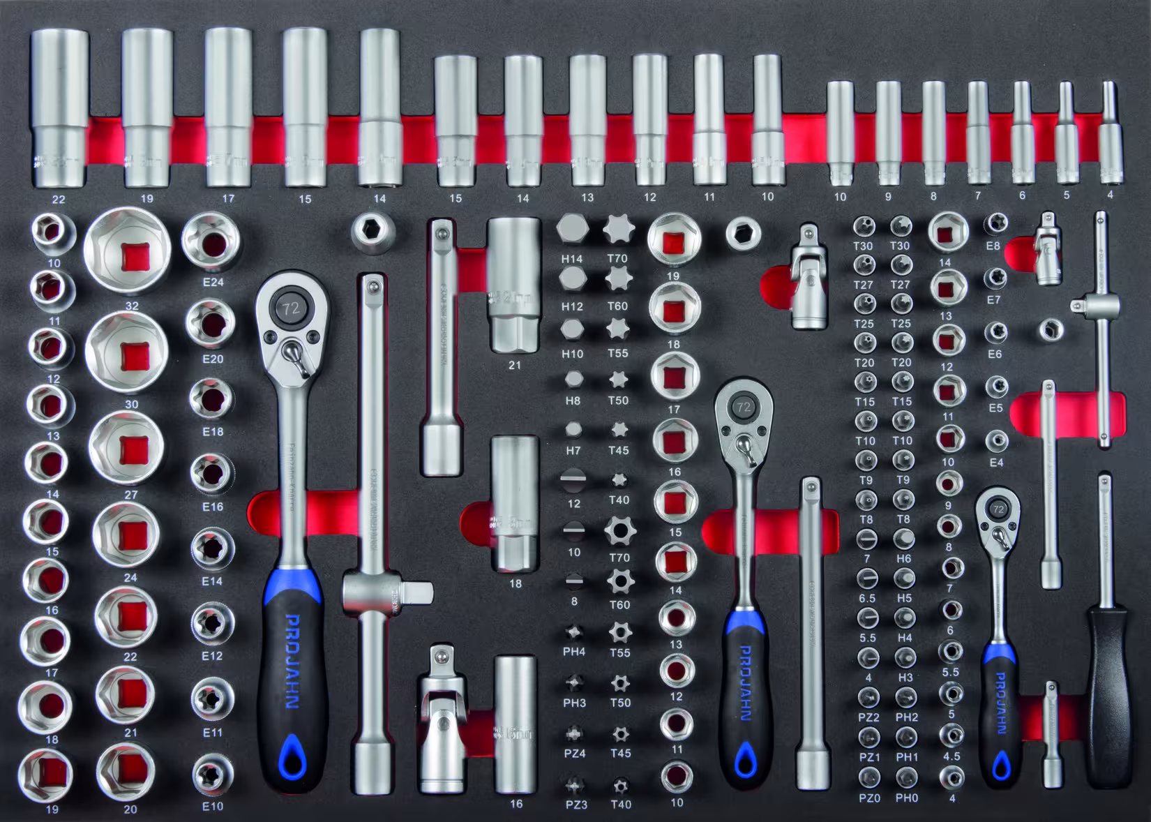 Zusatzbild des Artikel Bestückter Werkstattwagen GALAXY mit 7 Schufächern und 229-tlg. proficraft Bestückung Rot/Anthrazit aus der Kategorie Ordnungssysteme & Werkstattwagen