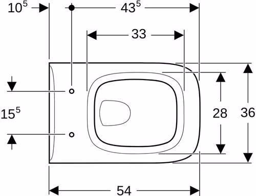 Technische Zeichnung 4079605 Geberit Renova Plan Wand-WC Tiefspüler weiß