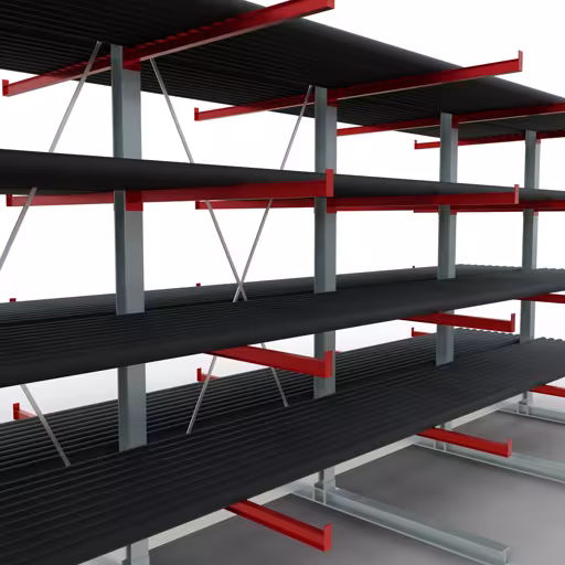 Produktbild Nr 11 des Artikels K 6000 Komplettregal, doppelseitig, 3000 x 6000 x 2x 1250 mm, RAL 7001 / RAL 3000, 5 Lagerebenen Abbildung Nr 11 des Artikels K 6000 Komplettregal, doppelseitig, 3000 x 6000 x 2x 1250 mm, RAL 7001 / RAL 3000, 5 Lagerebenen aus der Produktgruppe Kragarmregale von der Marke Schulte Lagertechnik