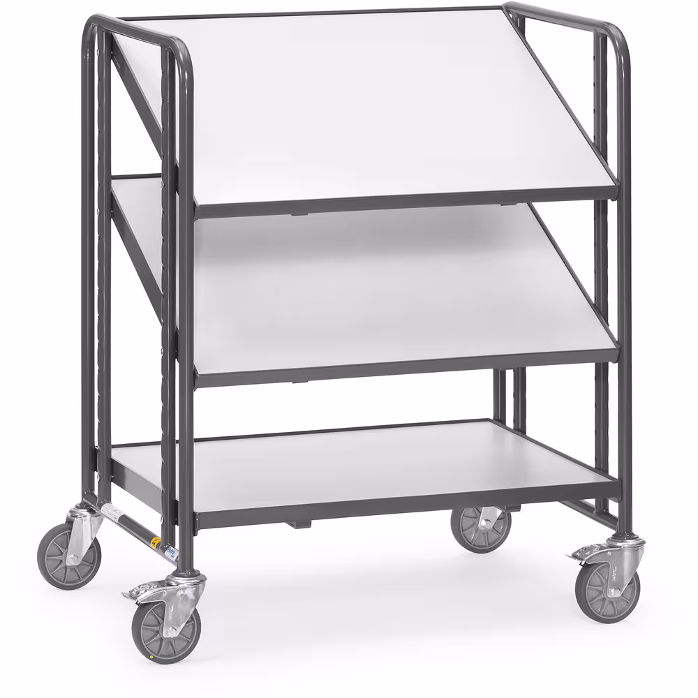 ESD-Eurokastenwagen 9391 - mit Böden Elektrisch leitfähige Ausführung pulverbeschichtet schiefergrau RAL 7015, Schraubkonstruktion von der Marke Fetra aus der Produktreihe Transportsysteme