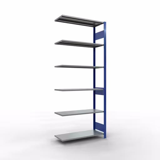 Produktbild Nr.12 des Artikels Anbauregal, Fachbodenregal Stecksystem MULTIplus150, 2500 x 1000 x 400 mm (HxBxT), 6 Fachböden, Längenriegel, RAL 5010 enzianblau/verzinkt aus der Produktreihe Stecksystem von der Marke Schulte Lagertechnik