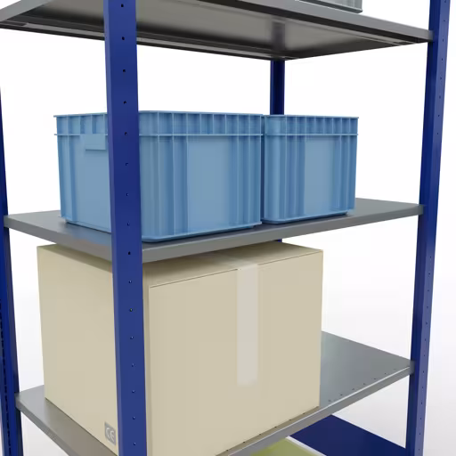 Grundregal, Fachbodenregal Stecksystem MULTIplus150, 2000 x 1000 x 600 mm (HxBxT), 5 Fachböden, Längenriegel, RAL 5010 enzianblau/verzinkt aus der Kategorie Grundregal mit der GTIN 4004514280886 Grundregal, Fachbodenregal Stecksystem MULTIplus150, 2000 x 1000 x 600 mm (HxBxT), 5 Fachböden, Längenriegel, RAL 5010 enzianblau/verzinkt von der Marke Schulte Lagertechnik aus der Produktreihe Stecksystem