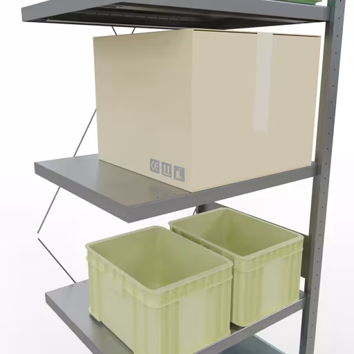 Abbildung Nr 14 des Artikels Anbauregal, Fachbodenregal Stecksystem MULTIplus250, 3000 x 750 x 600 mm (HxBxT), 7 Fachböden, Kreuzstrebe, verzinkt aus der Produktgruppe Stecksystem von der Marke Schulte Lagertechnik