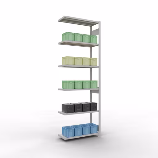 Produktbild Nr 15 des Artikels Anbauregal, Fachbodenregal Stecksystem MULTIplus250, 3000 x 1000 x 400 mm (HxBxT), 7 Fachböden, Längenriegel, RAL 7035 lichtgrau Abbildung Nr 15 des Artikels Anbauregal, Fachbodenregal Stecksystem MULTIplus250, 3000 x 1000 x 400 mm (HxBxT), 7 Fachböden, Längenriegel, RAL 7035 lichtgrau aus der Produktgruppe Stecksystem von der Marke Schulte Lagertechnik