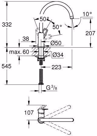 GROHE Einhand-Spültischbatterie BauLoop 31368 hoher Auslauf chrom