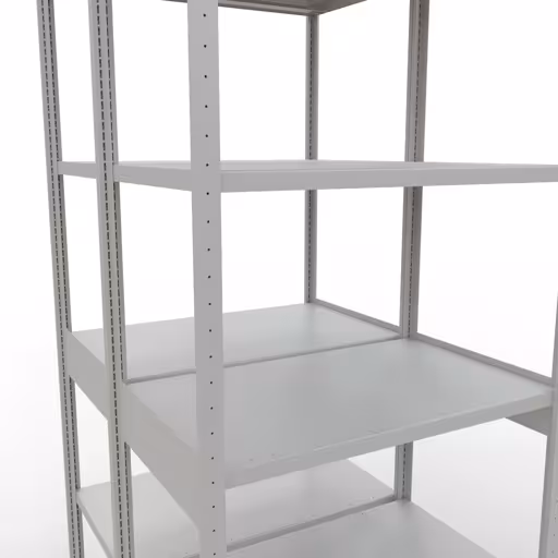 Produktbild Nr.6 des Artikels Grundregal, Doppelregal, Fachbodenregal Stecksystem MULTIplus250, 3000 x 1000 x (2x600) mm (HxBxT), 2x7 Fachböden, Längenriegel, RAL 7035 lichtgrau aus der Produktreihe Fachbodenregale von der Marke Schulte Lagertechnik