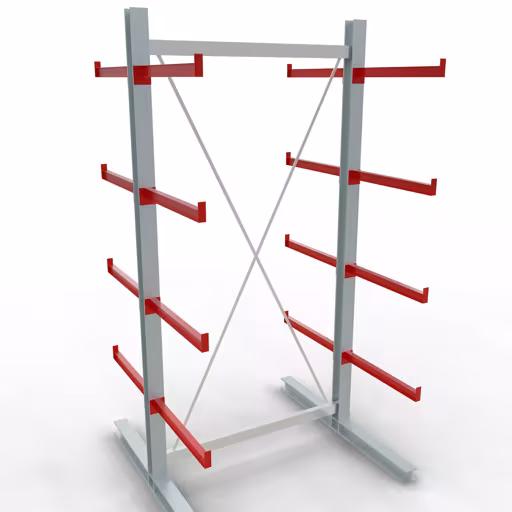 K 6000 Komplettregal, doppelseitig, 3000 x 1500 x 2x 750 mm, RAL 7001 / RAL 3000, 5 Lagerebenen aus der Kategorie K6000 für schwere Güter mit der Artikelnummer 28715