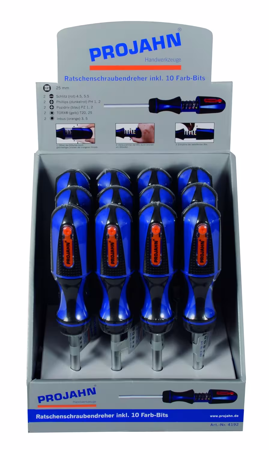 Zusatzbild des Artikel Display 12 x Ratschenschraubendreher 4192 Zusatzbild des Artikel Display 12 x Ratschenschraubendreher 4192 aus der Kategorie Bits & Bithalter