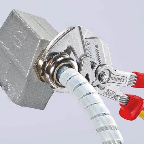 Detailbild 4002074 Zangenschlüssel Länge 250 mm Spannweite 46 mm verchromt Mehrkomponenten-Hüllen VDE KNIPEX