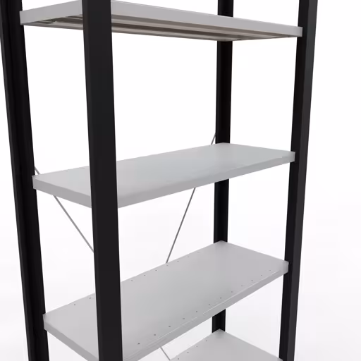 Abbildung Nr 10 des Artikels Grundregal, Büro-Fachbodenregal Stecksystem MULTIplus85, 2300 x 750 x 300 mm (HxBxT), 7 Fachböden, Kreuzstrebe, ohne Anschlagleiste, schwarz/lichtgrau aus der Produktgruppe Büroregale von der Marke Schulte Lagertechnik