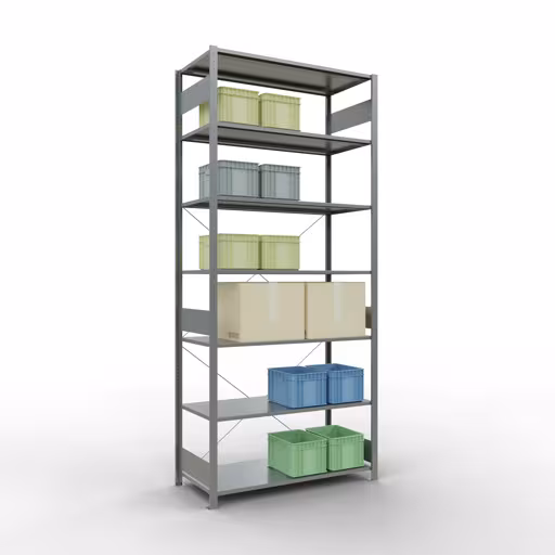 Zusatzbild des Artikels Stecksystem Grundregal 3000x1300x600 mm, Typ 150 kg, verzinkt Zusatzbild des Artikels Stecksystem Grundregal 3000x1300x600 mm, Typ 150 kg, verzinkt aus Grundregal