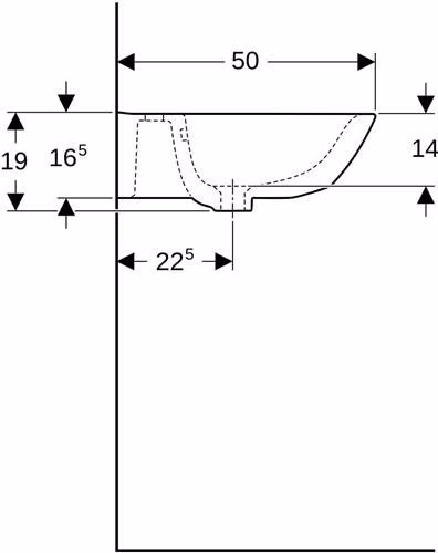 Waschtisch Renova mit Hahnloch, mit Überlauf 650 x 500 mm weiß GEBERIT