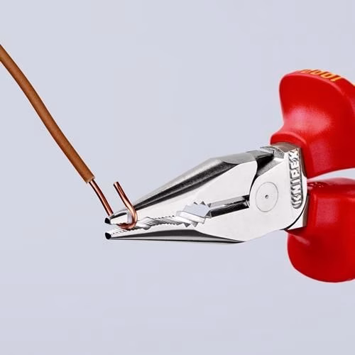Detailbild 3993492 Spitzkombizange Länge 145mm Mehrkomponenten-Hülle verchromt VDE KNIPEX