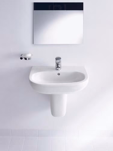 Waschtisch D-Code 550x430mm weiß 1 Hahnloch, mit Überlauf DURAVIT